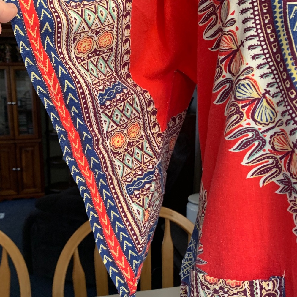 Red Boho Pattern Pullover Shirt - Picture 4 of 6